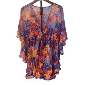 Kathy Ireland Floral Kimono Size XS -Sheer & Flowy
